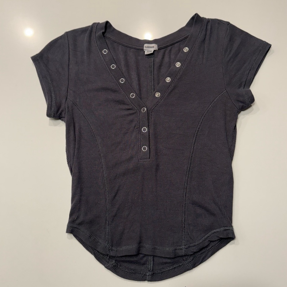 Garage Dark Gray Short Sleeve Top